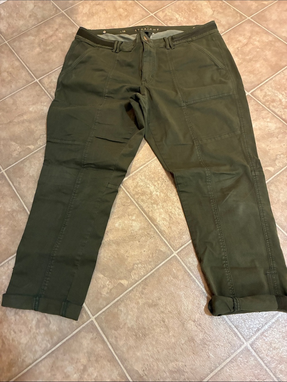White House Black Market Olive Green The Straight Crop